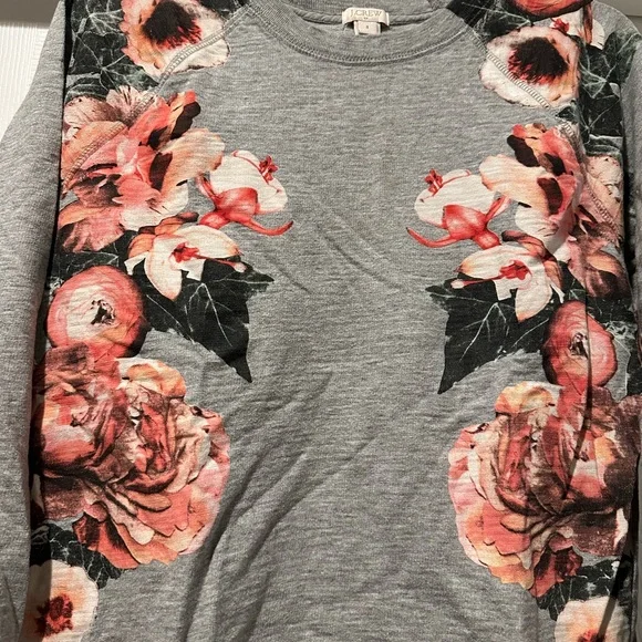 J. Crew Factory Gray Floral Sweatshirt - Picture 3 of 4